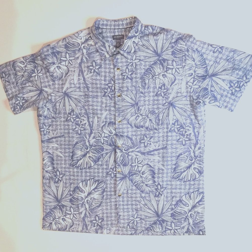 Van Heusen Mens XL 17-171/2 Button Down Tropical Print Shirt